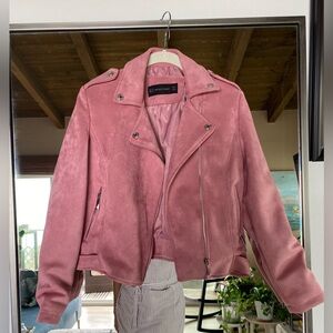 Faux Suede pink motto jacket. Used twice, excellent condition.